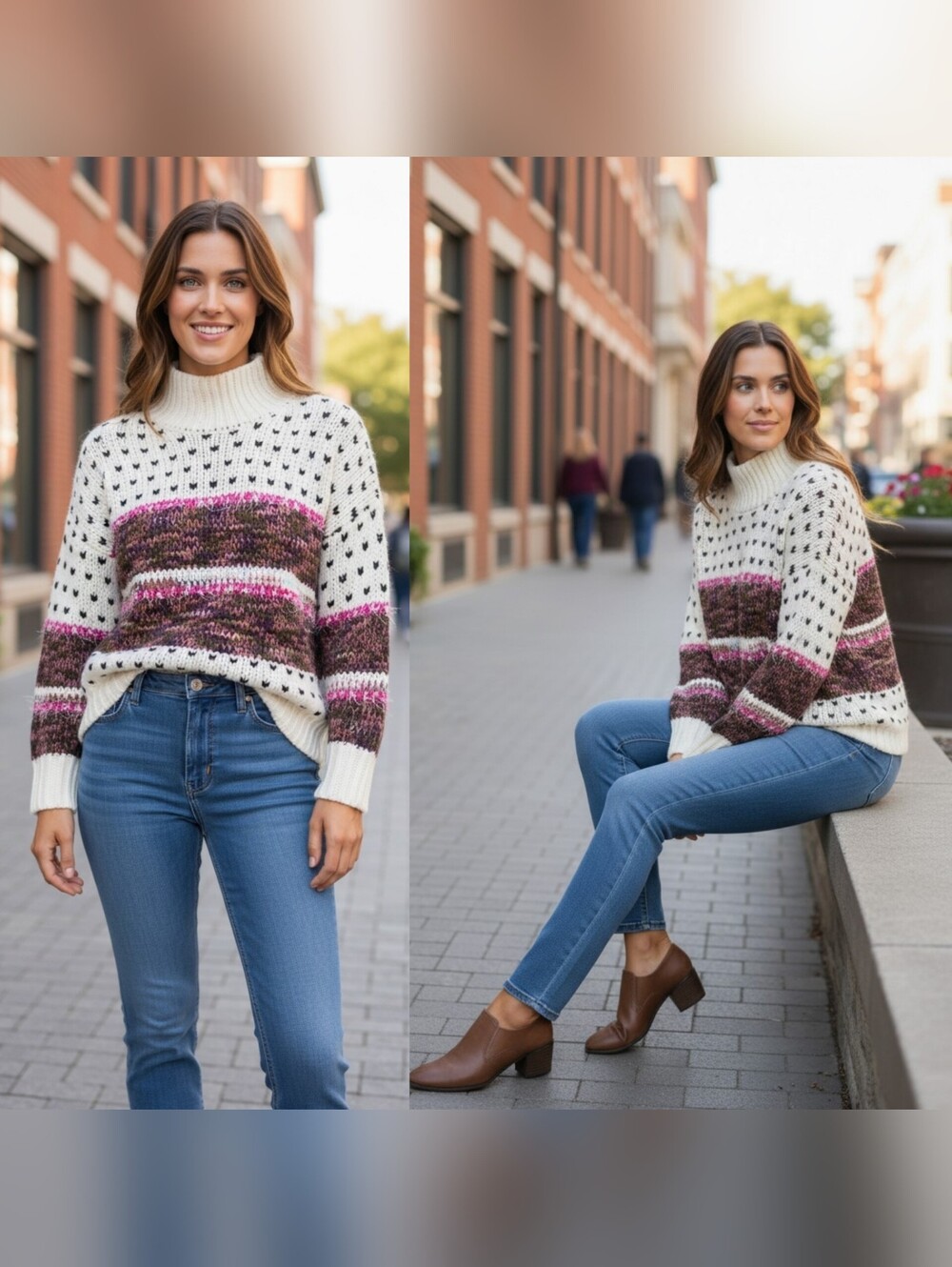 Anthropologie Raga XS mock neck knit crochet sweater pullover bohemian multi